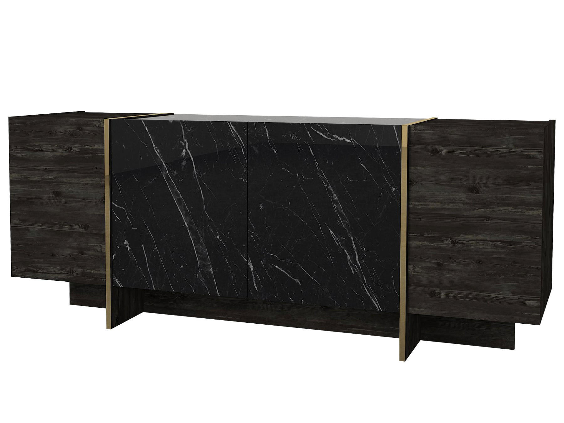 BUFFETSCHRANK veyron Schwarz - Schwarz, Holzwerkstoff (180/75/46cm) - Habitat Garten