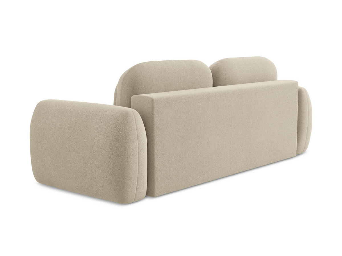 3-SITZER SOFA mit Schlaffunktion Bouclé Stoff Beige - Beige/Schwarz, Holzwerkstoff/Kunststoff (266/95/121cm) - LaMiaSofa