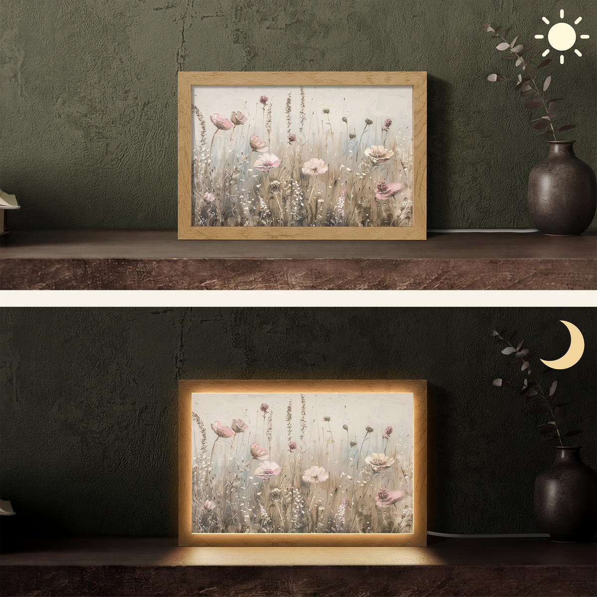 STOLNÁ LAMPA Kvety - Ružová - Moderné - Béžová 30x20 cm - farba akácie, kompozitné drevo (8/30/20cm) - OnlyWow