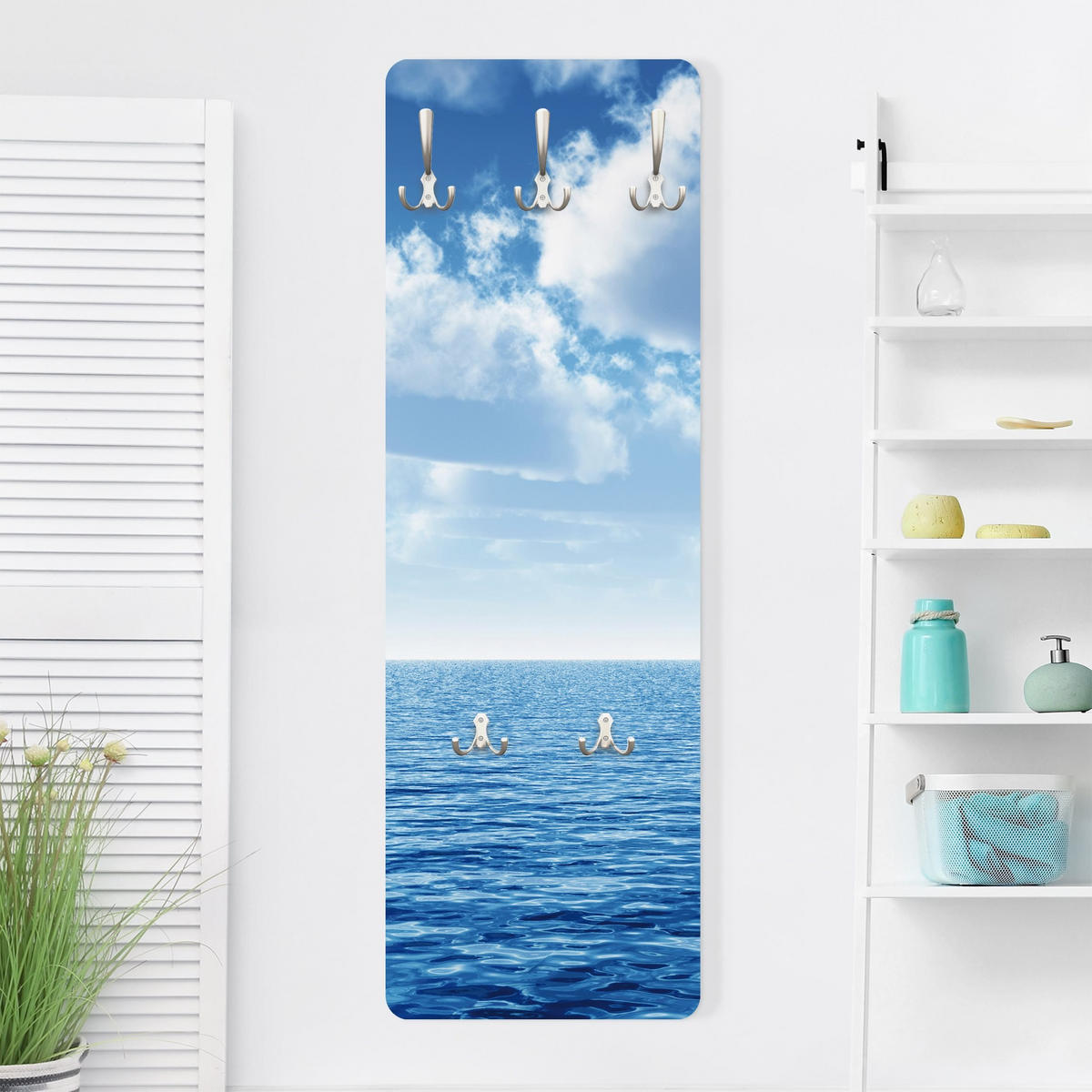 WANDGARDEROBE - Shining Ocean 34/105 cm - Blau, Holzwerkstoff (34/105/1.6cm) - Bilderwelten