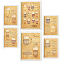 POSTER Set Mit 6 Biersorten Größe A3 & A4 Weißer Rahmen - Weiß, Papier (29.7/1cm) - Nacnic