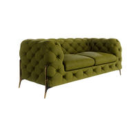 CHESTERFIELD-SOFA 2-sitzer Lexi Olive Samt - Goldfarben/Olivgrün, Holz/Textil (185/75/100cm) - S-Style Möbel