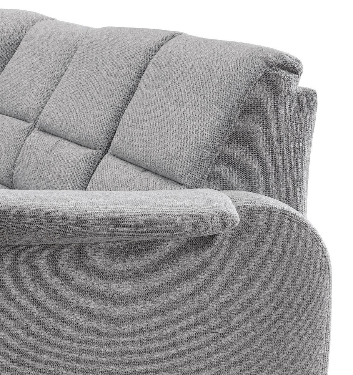 ECKSOFA mit gleichschenkligen Seitenlängen, Federkern - Chromfarben/Grau, Textil/Metall (221/221cm) - myHomelando