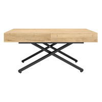COUCH-/ESSTISCH Sanna X Halifax Eiche natur 120 - 200 / 80 / 27 - 80cm - Alteiche/Schwarz, Holz/Holzwerkstoff (80/120/27cm) - Feldmann-Wohnen