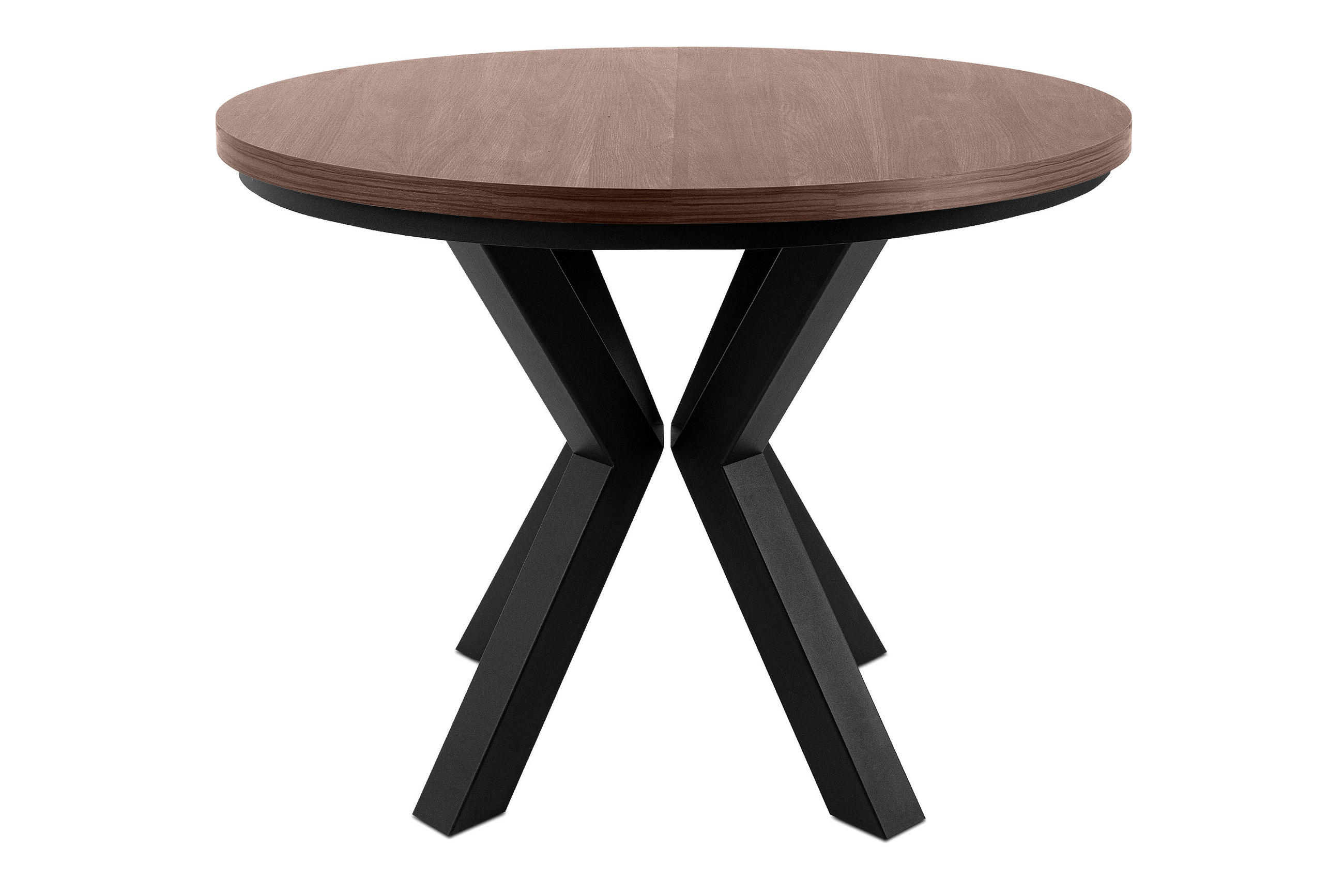ESSTISCH ROSTEL Ausziehbar 100-260cm Rund, Walnuss mittel/schwarz - Walnussfarben/Schwarz, Holz (100/260/75cm) - KONSIMO®