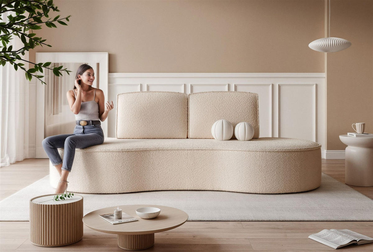 SOFA 3-sitzer Arlet In Stoff Abriamo - Beige, Holzwerkstoff/Textil (234/88/101cm) - Fun Möbel