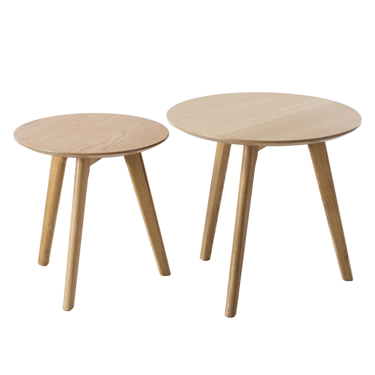 BEISTELLTISCH-SET - 2-teilig - Eiche teilmassiv - Weiß / Eiche - Eichefarben, Holz/Holzwerkstoff (50/50/45cm) - home24
