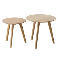 BEISTELLTISCH-SET - 2-teilig - Eiche teilmassiv - Weiß / Eiche - Eichefarben, Holz/Holzwerkstoff (50/50/45cm) - home24