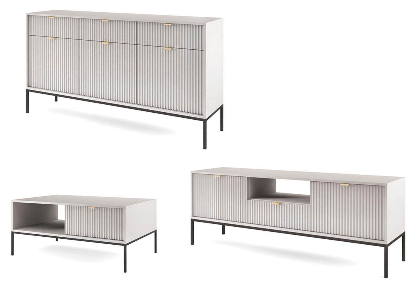 Feldmann-Wohnen Wohnzimmer-Set Grau 308x83x68 cm