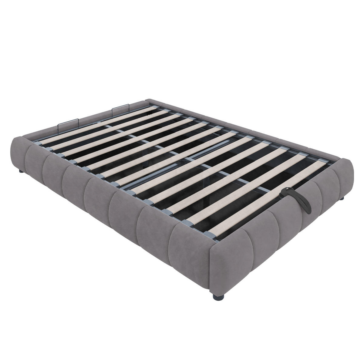 POLSTERBETT 140/200 cm grau mit LED-Beleuchtung und hydraulischem Stauraum - Grau, Textil (140/200cm) - OKWISH