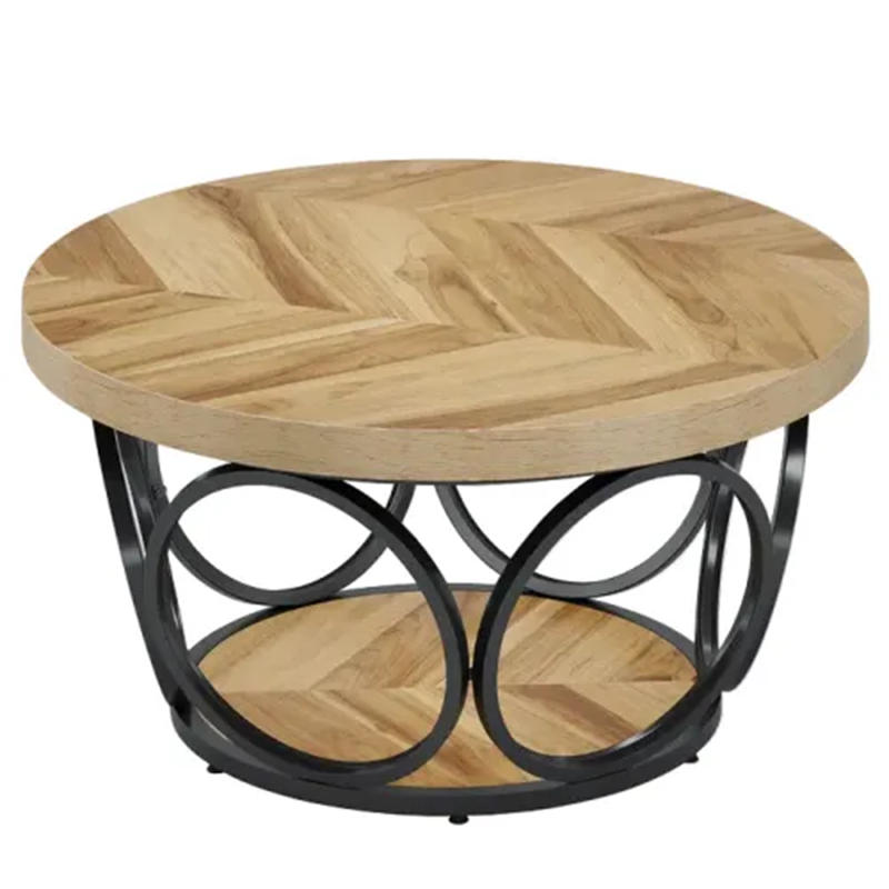 COUCHTISCH rund mit 2 Ebenen, Holz/Metall Braun, 80x80x43 cm - Braun, Holzwerkstoff (80/80/43cm) - Blomus