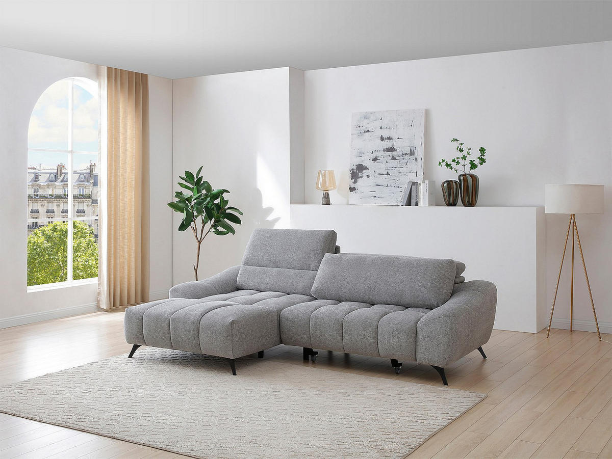 RELAXSOFA - 4 Personen - stoff - grau Elosia - Grau, Textil/Metall (270/105/175cm) - Vente-Unique