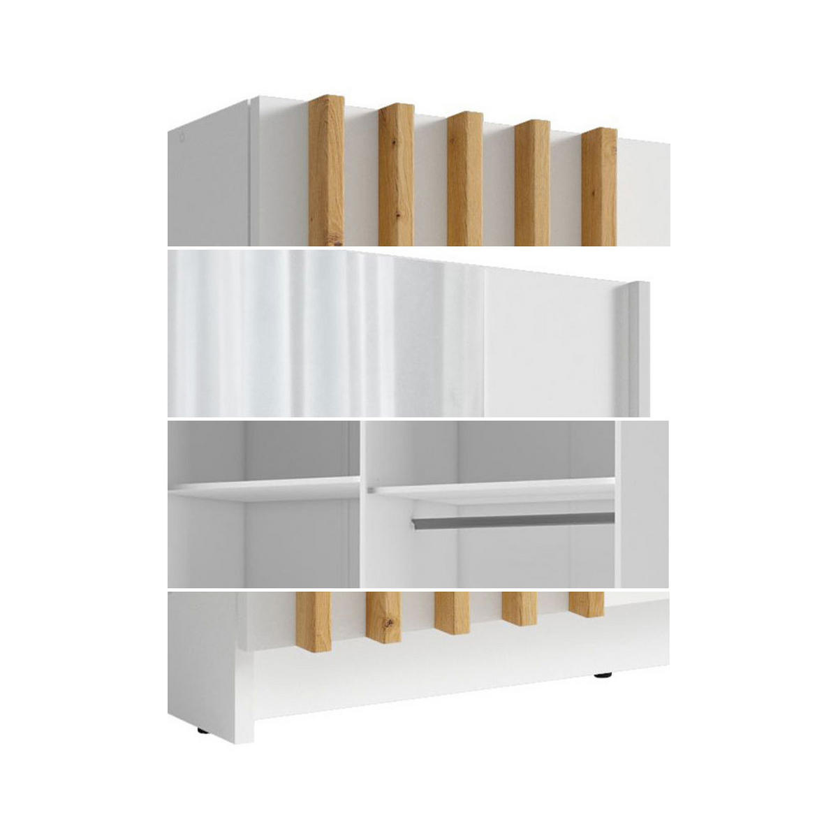 SCHWEBETÜRENSCHRANK Bayadero weiß eiche artisan 200 cm / 63 cm / 199 cm - Weiß/Braun, Holz/Holzwerkstoff (200/198/63cm) - Feldmann-Wohnen