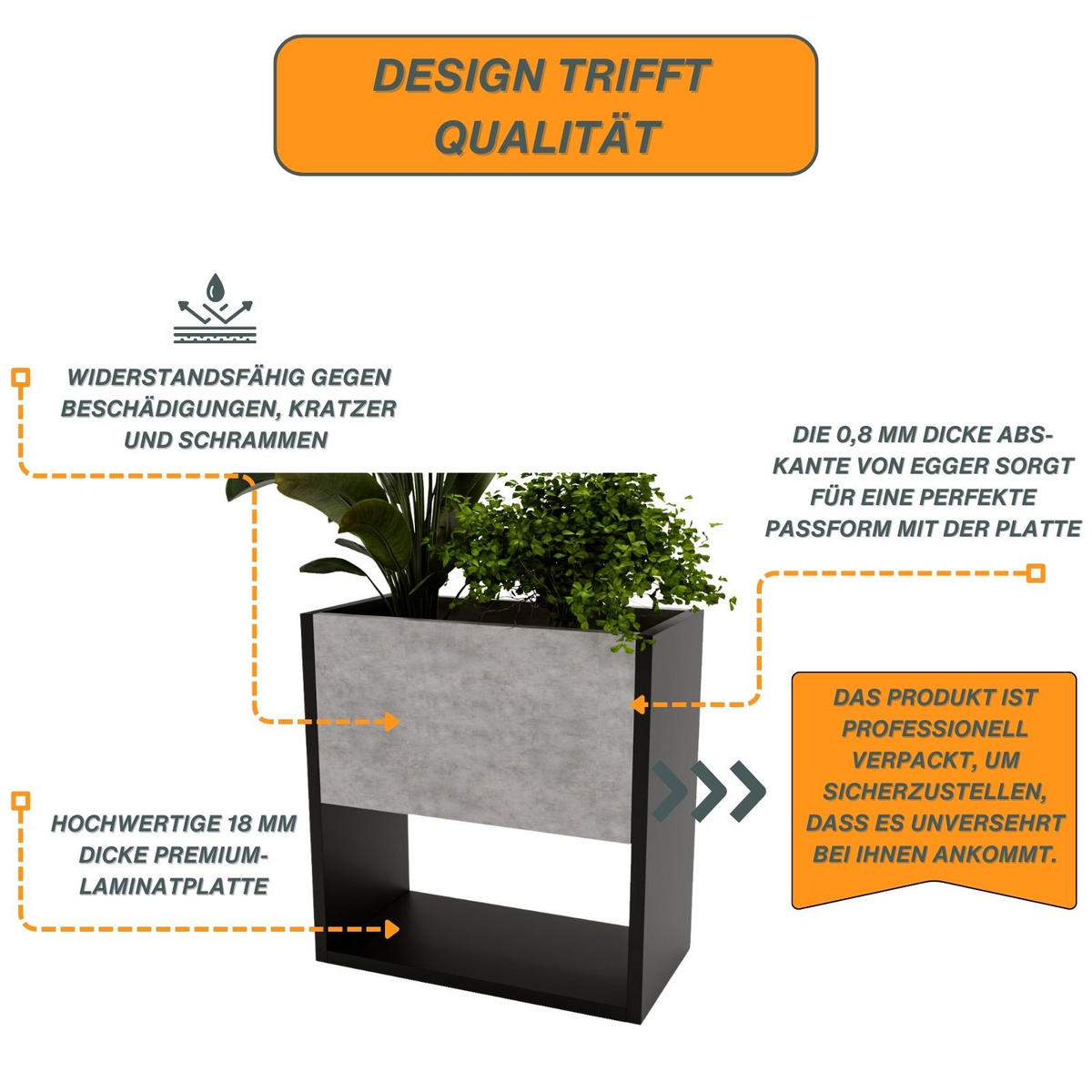 BLUMENKASTEN - Grau, Holzwerkstoff (46195/45/44cm) - RAUMHIRSCH FURNITURE