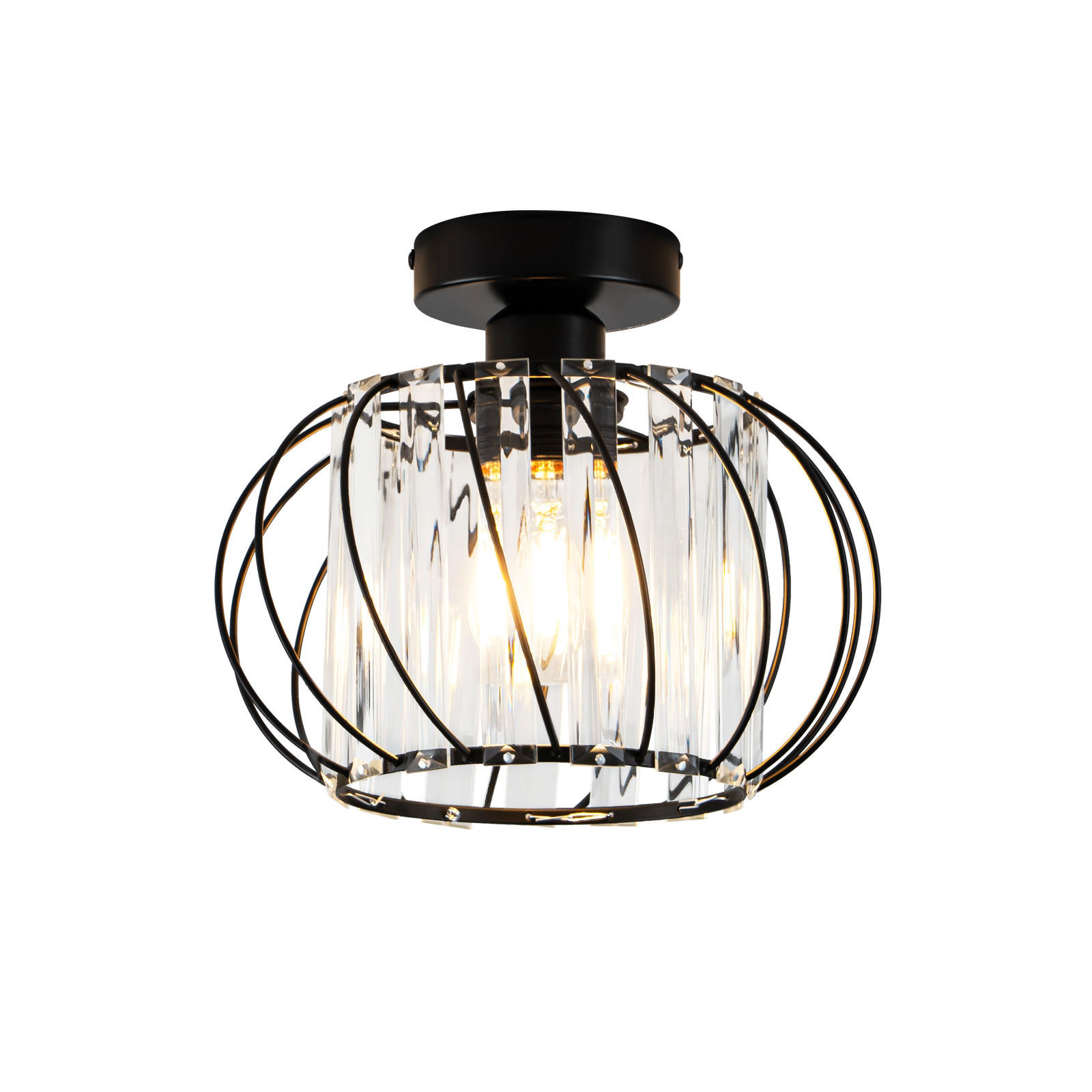 DECKENSTRAHLER Flammel 21/25/25 cm - Schwarz, Metall (21/25/25cm) - ZMH