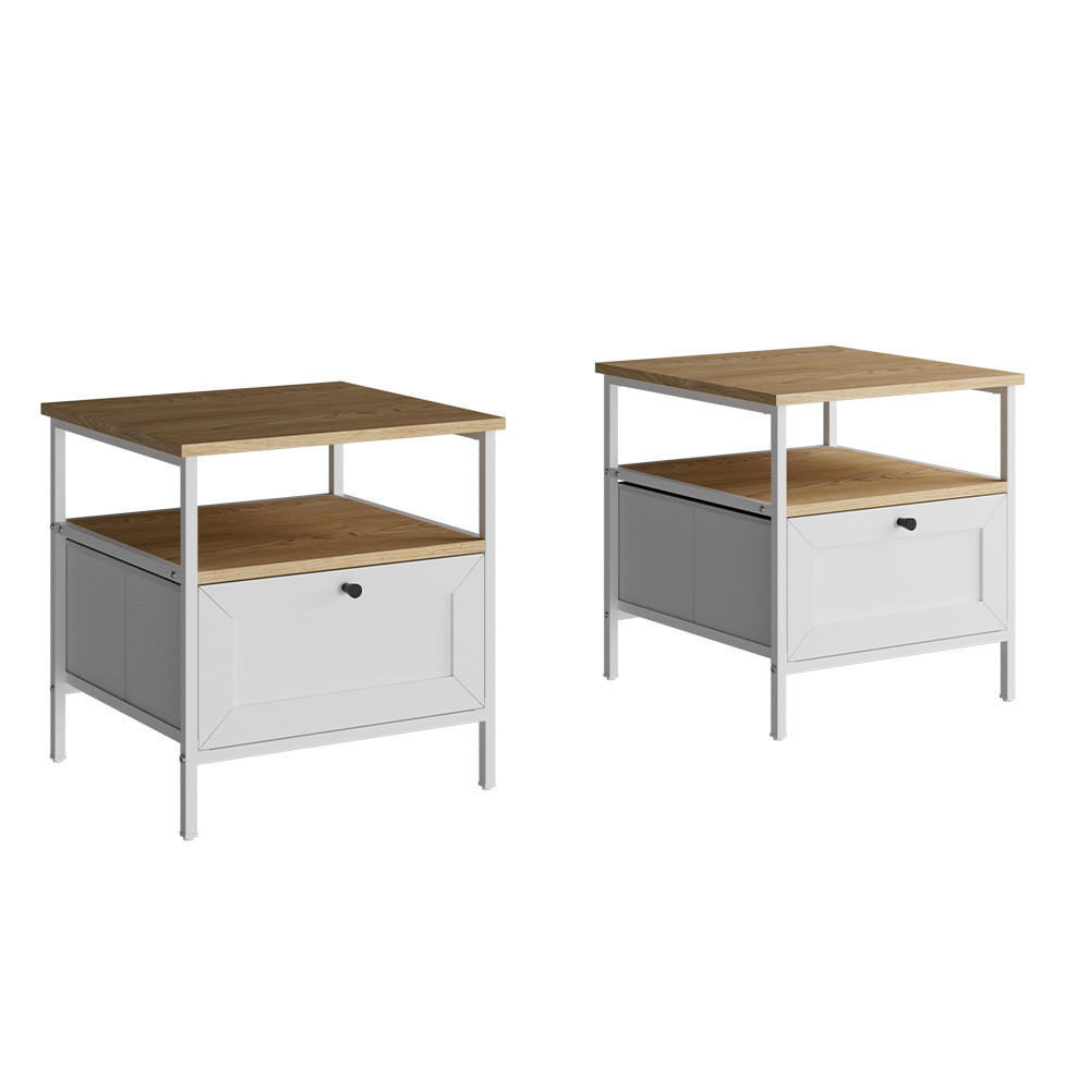 NACHTTISCH Lunis Weiß 45 x 47 cm 2er Set - Weiß, Holzwerkstoff (45/47/45cm) - Vicco