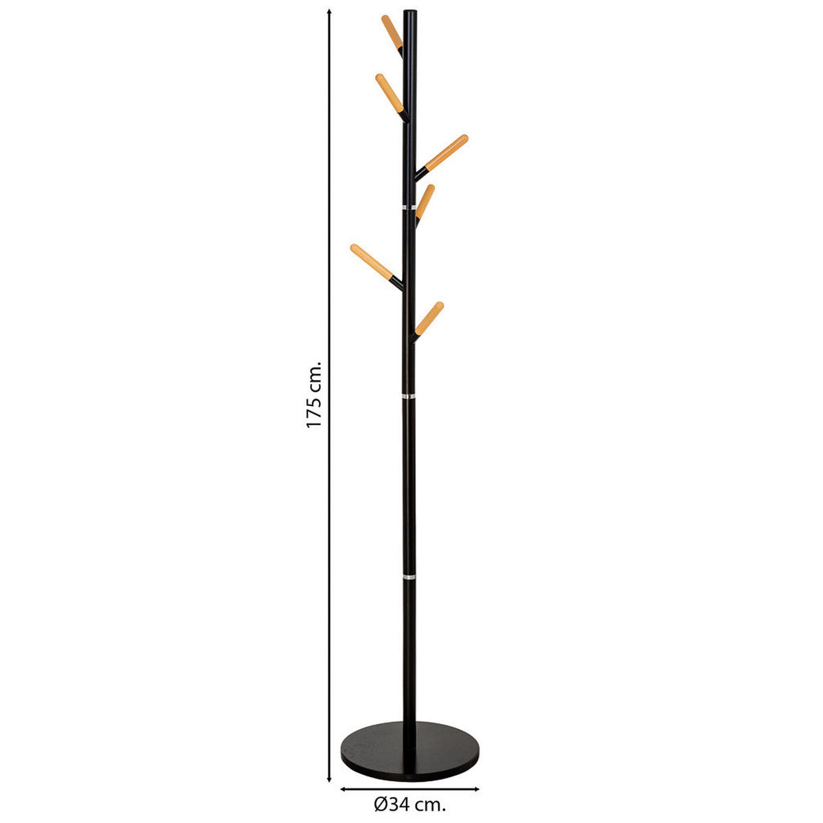 GARDEROBE aus metall - Schwarz, Metall (34/175/34cm) - Wanderlust