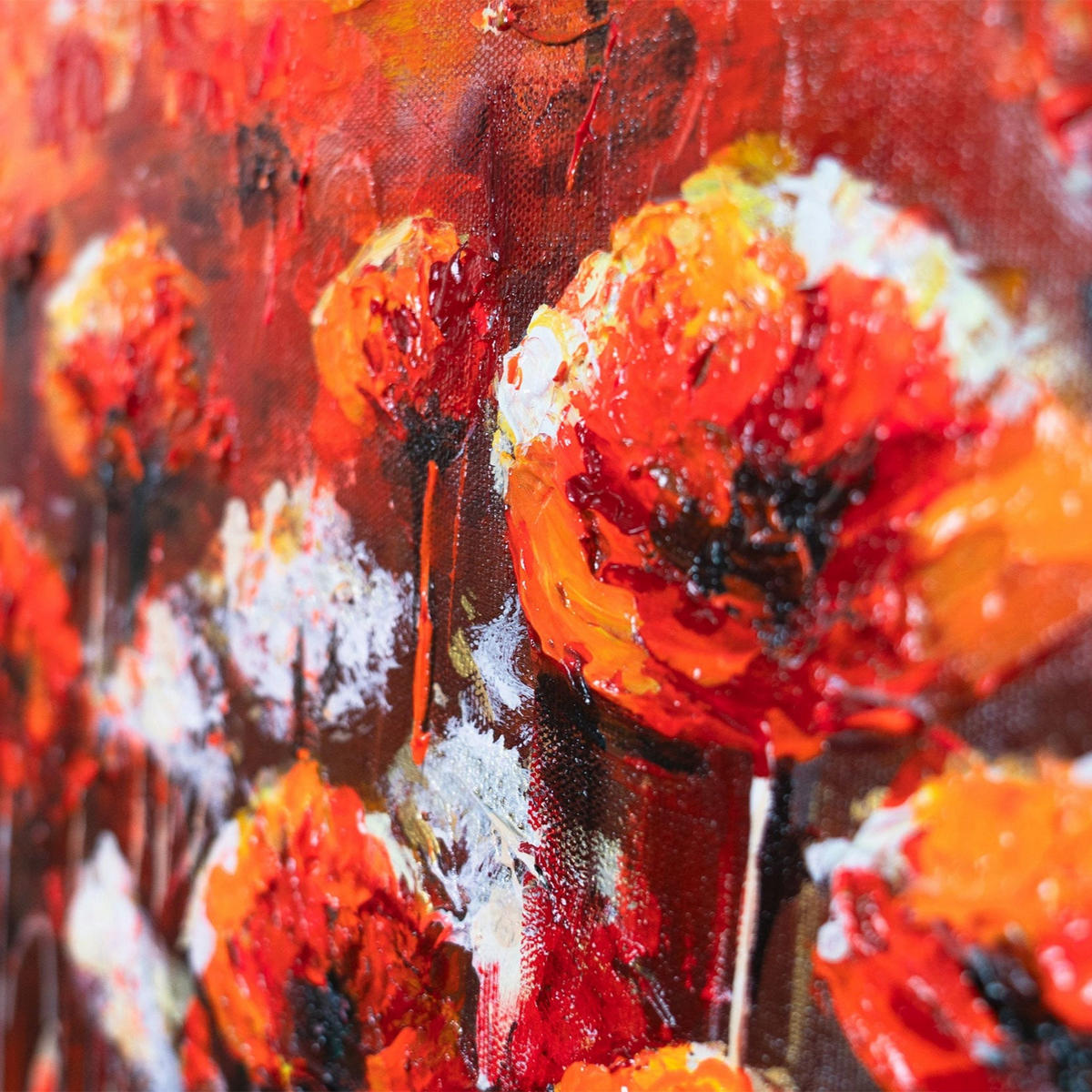 GEMÄLDE Scharlachrote Mohnblumen auf Keilrahmen 115x50 cm - Rot, Holz (115/50cm) - YS-art gallery