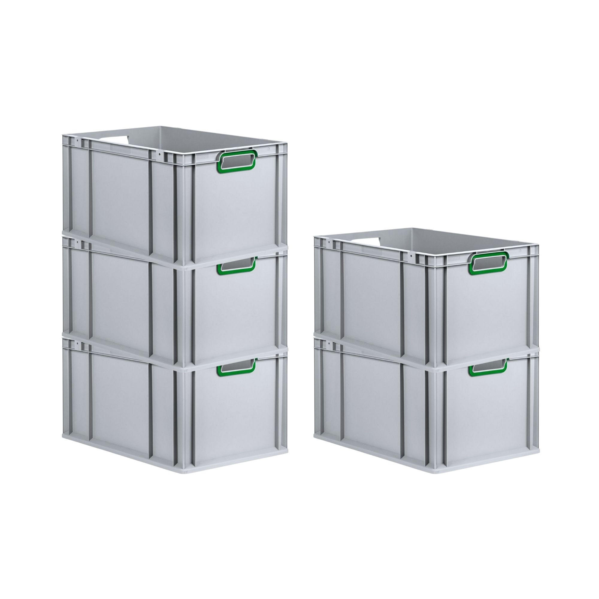 EUROBOX 5x Nextgen Color 32x40x60cm 65 Liter Griffe Grün Offen - Grün, Kunststoff (40/32/60cm) - PROREGAL