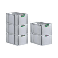 EUROBOX 5x Nextgen Color 32x40x60cm 65 Liter Griffe Grün Offen - Grün, Kunststoff (40/32/60cm) - PROREGAL