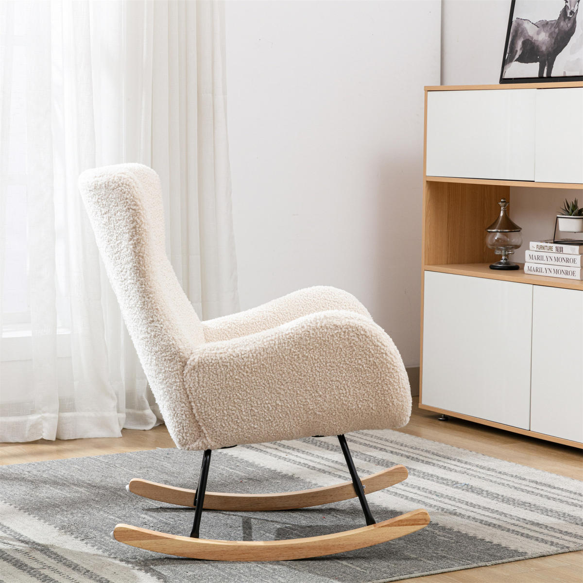 SCHAUKELSTUHL, Beige - Beige, Holz (81.79/92.96/66.8cm)