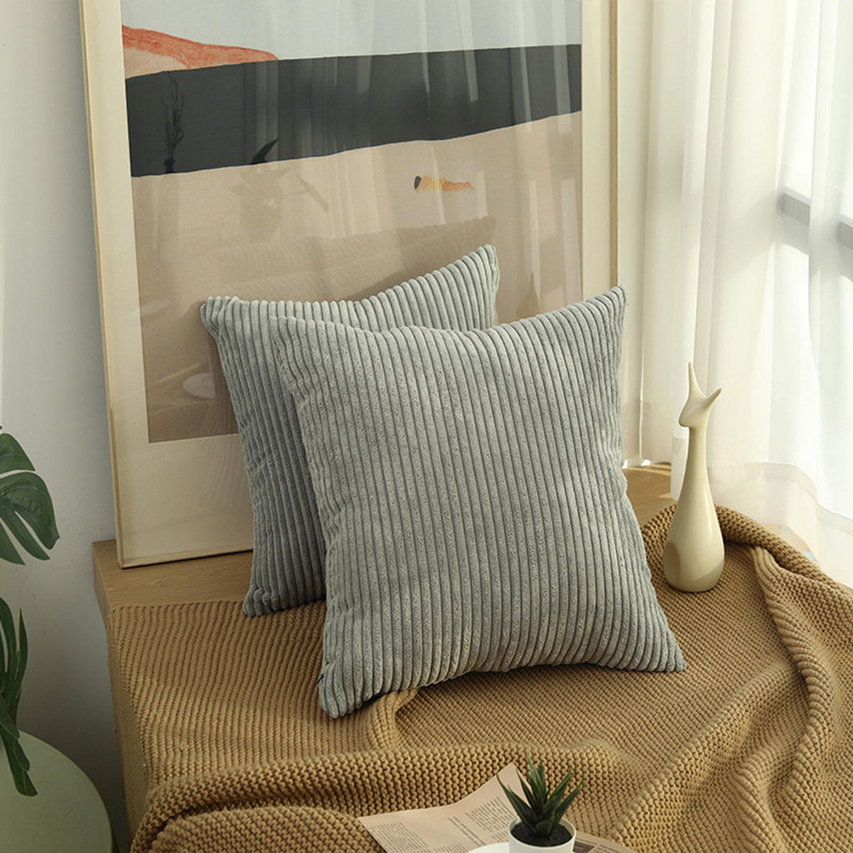KISSENHÜLLE Plüsch silbergrau 45*45cm - Grau, Textil (45/45cm) - Kaket
