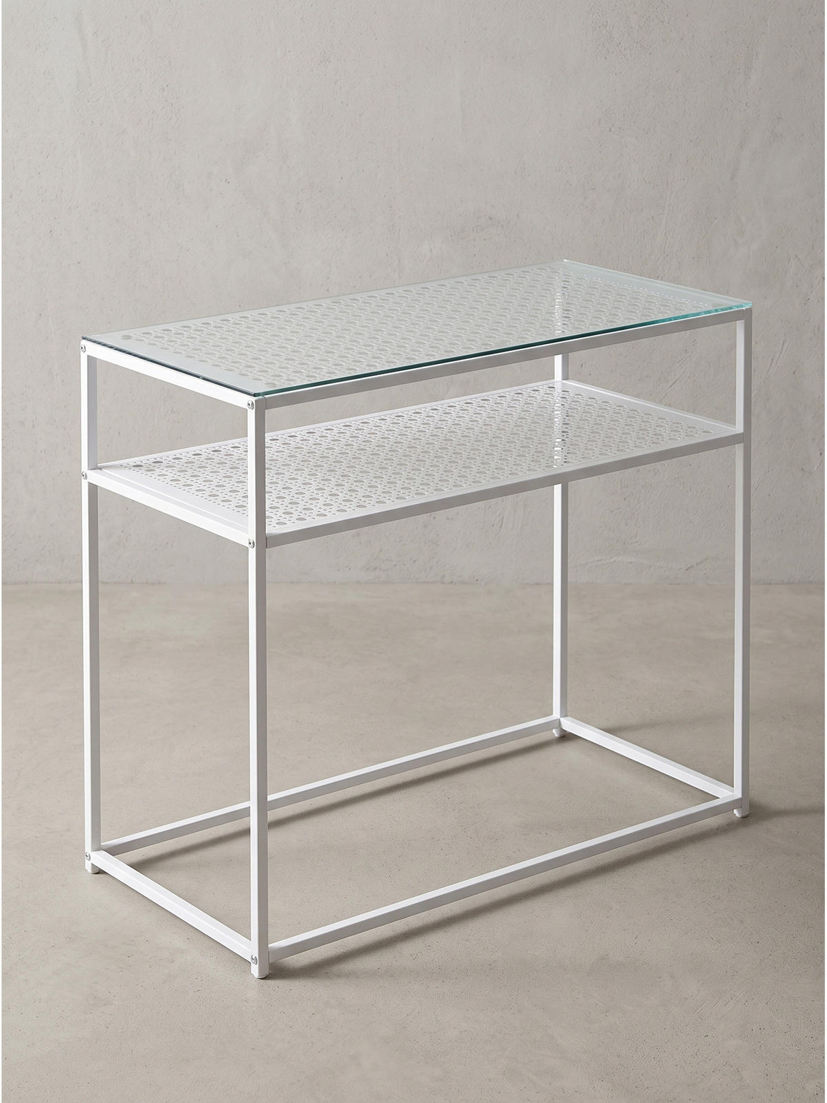 KONSOLENTISCH ALCUDIA, Einscheibensicherheitsglas, Weiß, 80 x 40 x 77 cm - Weiß, Glas/Metall (40/80/77cm) - KADIMA DESIGN