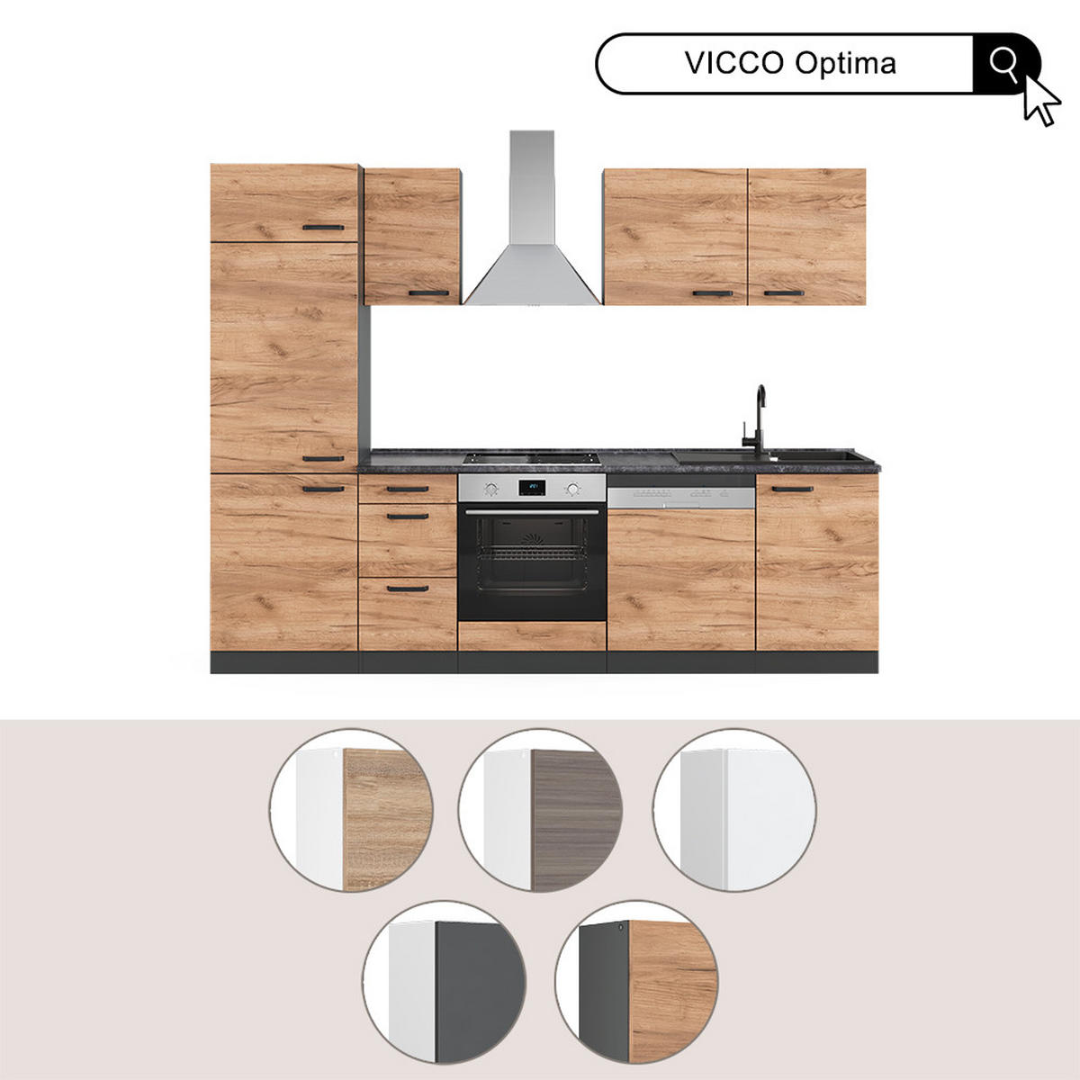 Honigeiche/Anthrazit, Holzwerkstoff (270/81.6/57.1cm) - Vicco
