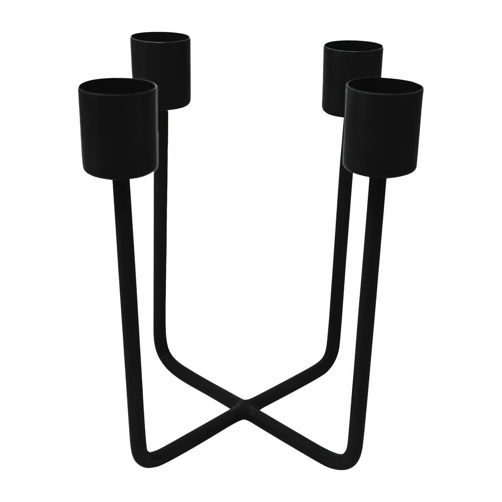 KERZENSTÄNDER Quattra aus Eisen in Schwarz 12,5/14,5 cm - Schwarz, Metall (12.5/14.5/12.5cm) - LaLe Living