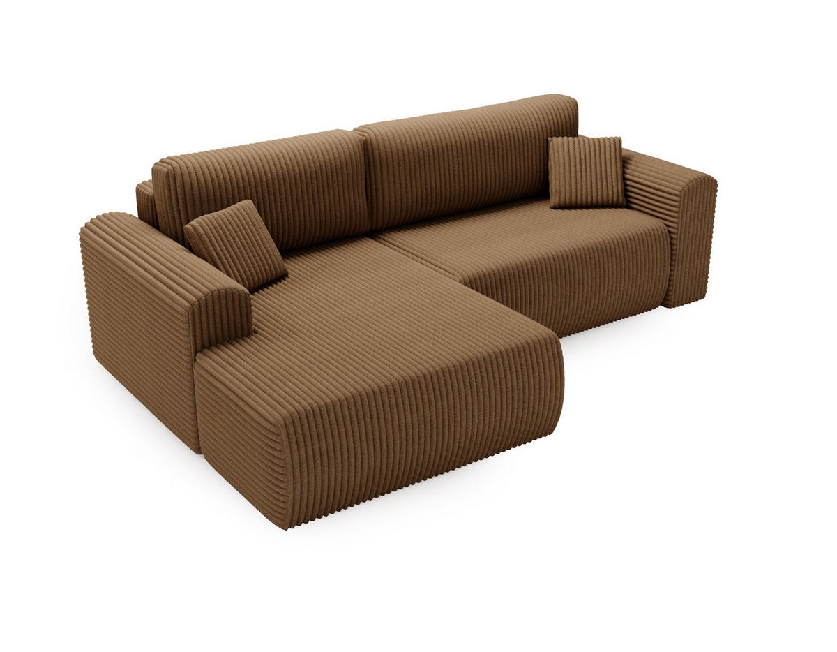 ECKSOFA Linea Beige, Sofa mit Schlaffunktion, linke seite - Beige, Holzwerkstoff/Textil (257/177cm) - Bettso