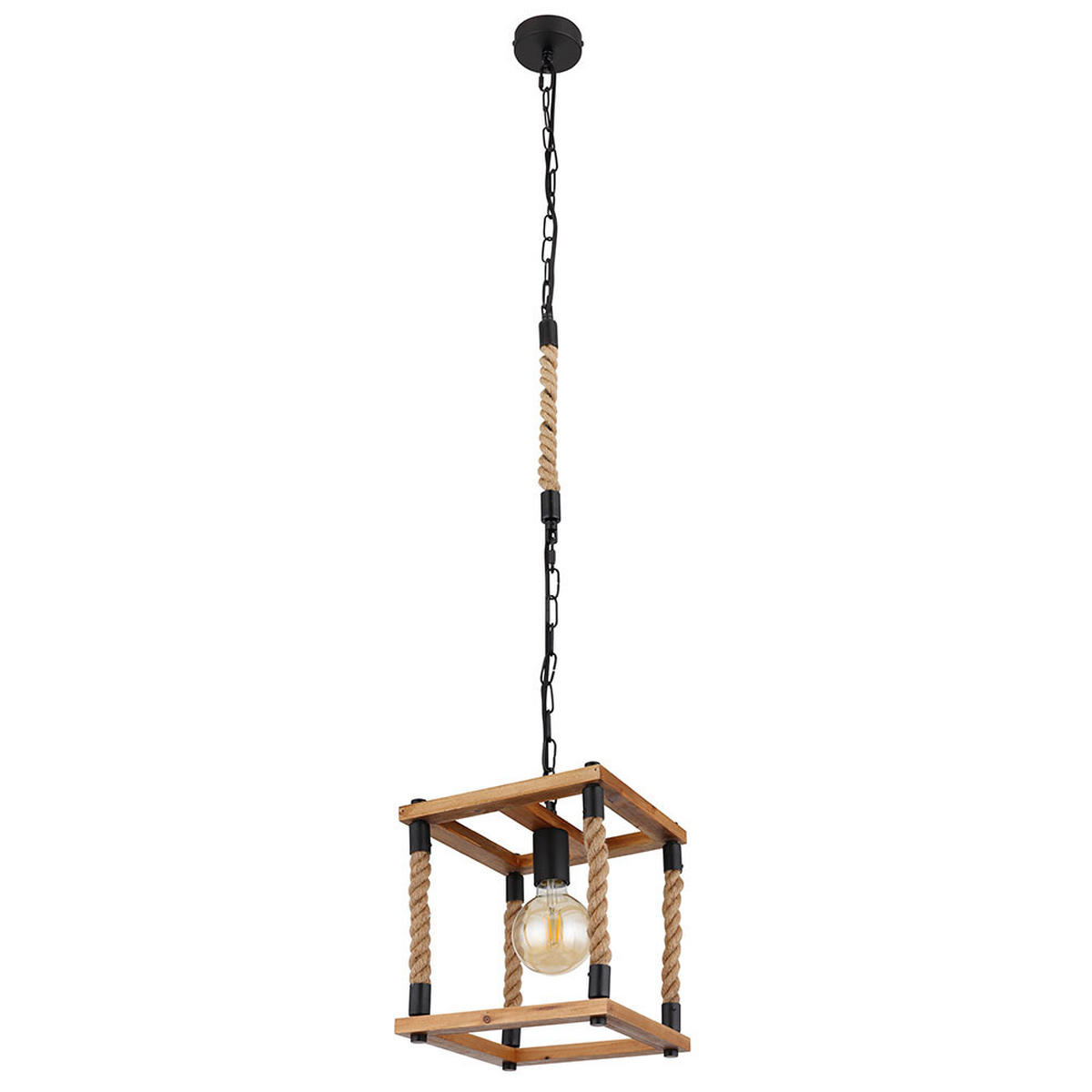 HÄNGELEUCHTE Holzoptik Braun - Braun, Holz (25/25/120cm) - Globo Lighting