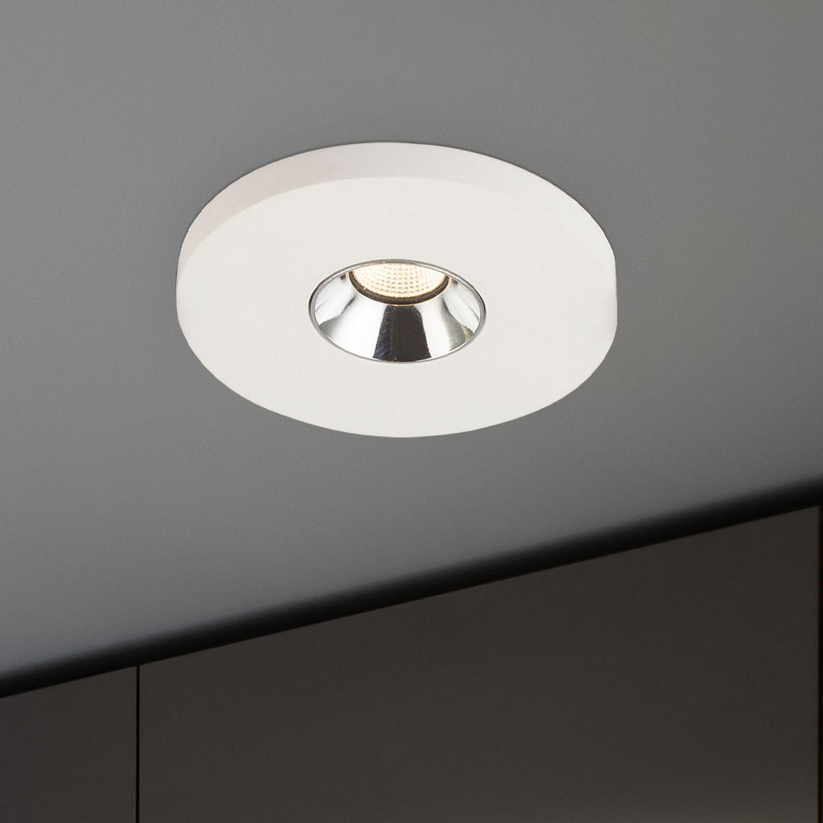 LED EINBAUSTRAHLER Christine Gips Weiß Chrom 2er Set - Weiß, Metall (9/6/9cm) - Globo Lighting