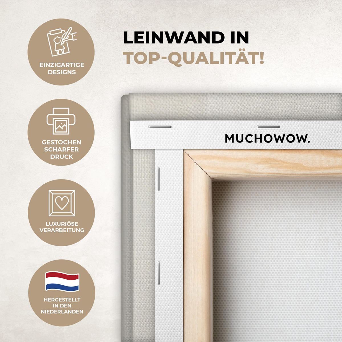 LEINWANDBILD Blume - Beige - Farbe - Schatten 90x140 cm - Creme, Textil (90/140cm) - MuchoWow