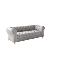 SOFA CHESTERFIELD Elegant Klassisch Schick Stoff Whisper Velours Silber - Silberfarben, Holz/Textil (202/77/90cm) - Kaiser Möbel
