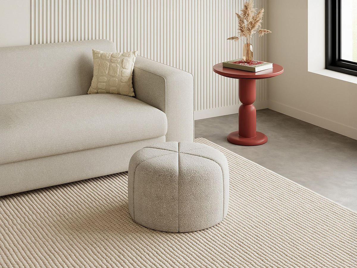 SITZHOCKER - 1 Person - Stoff - Cremefarben - ZOFIRA - Creme, Textil (60/35.5/60cm) - Vente-Unique