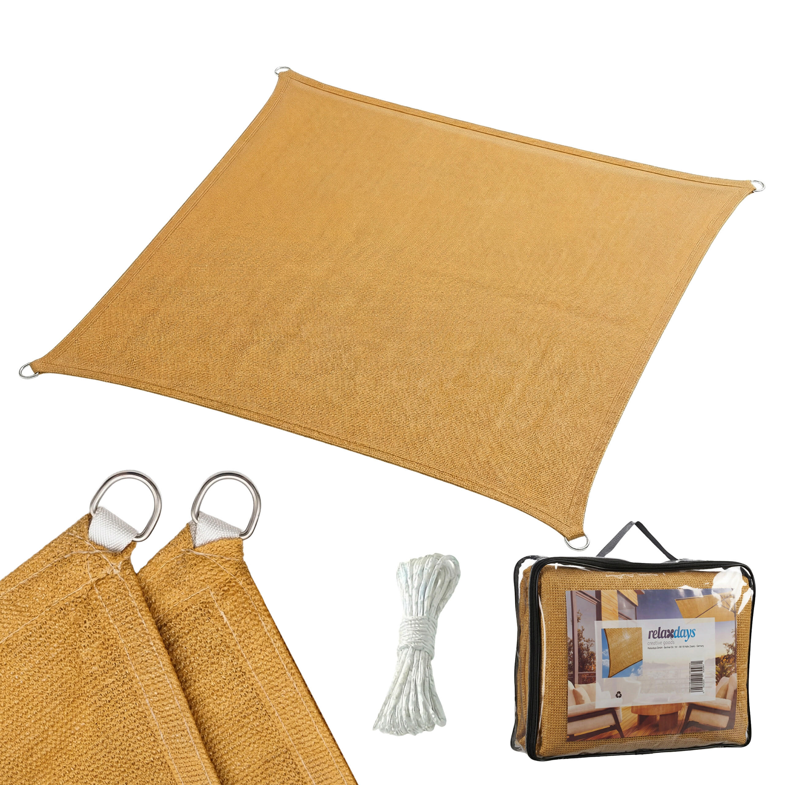 SLNEČNÉ plátno - béžová, kov/plast (300/300cm) - Relaxdays