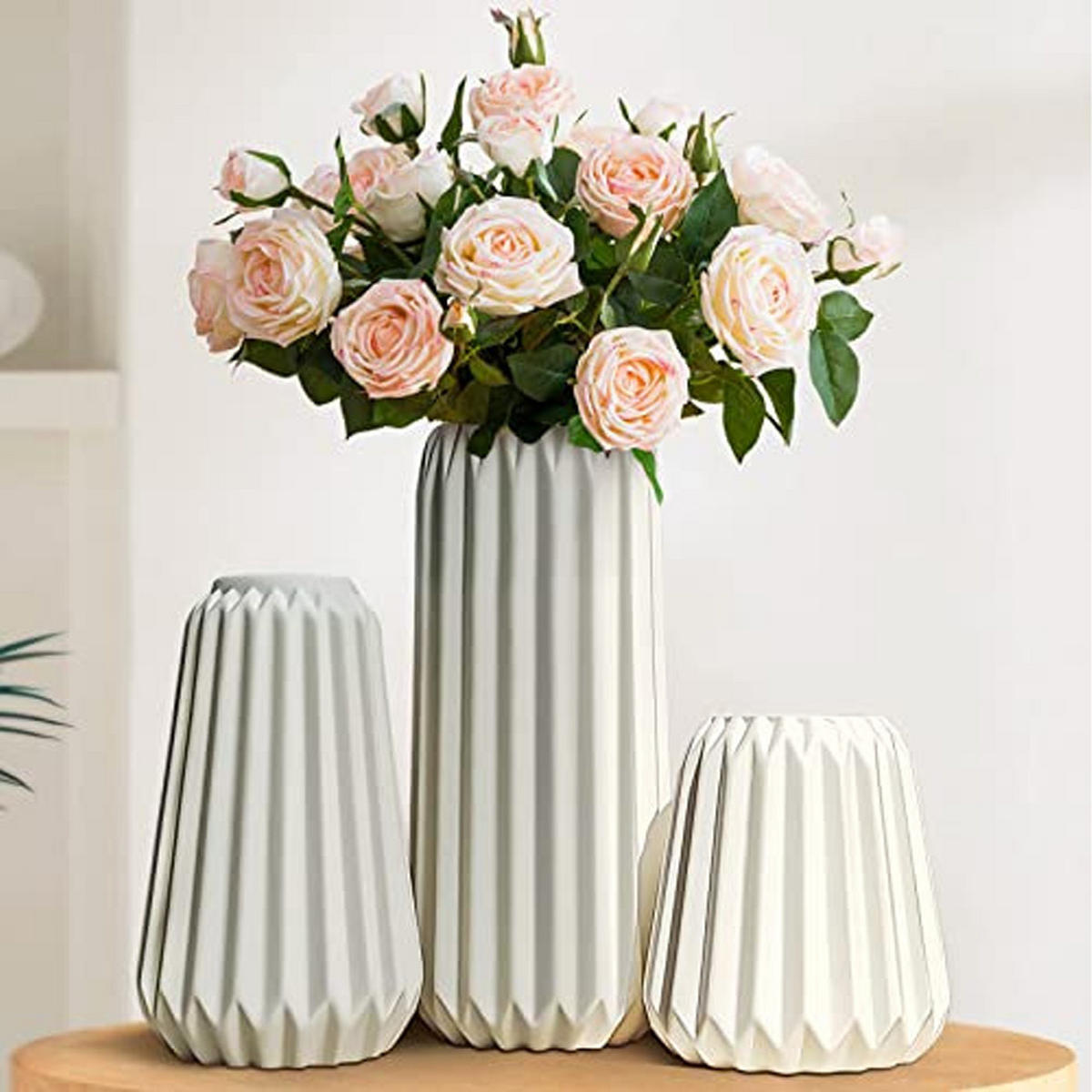 VASE 20 cm Keramik - Weiß, Keramik (20cm) - LIBRATON