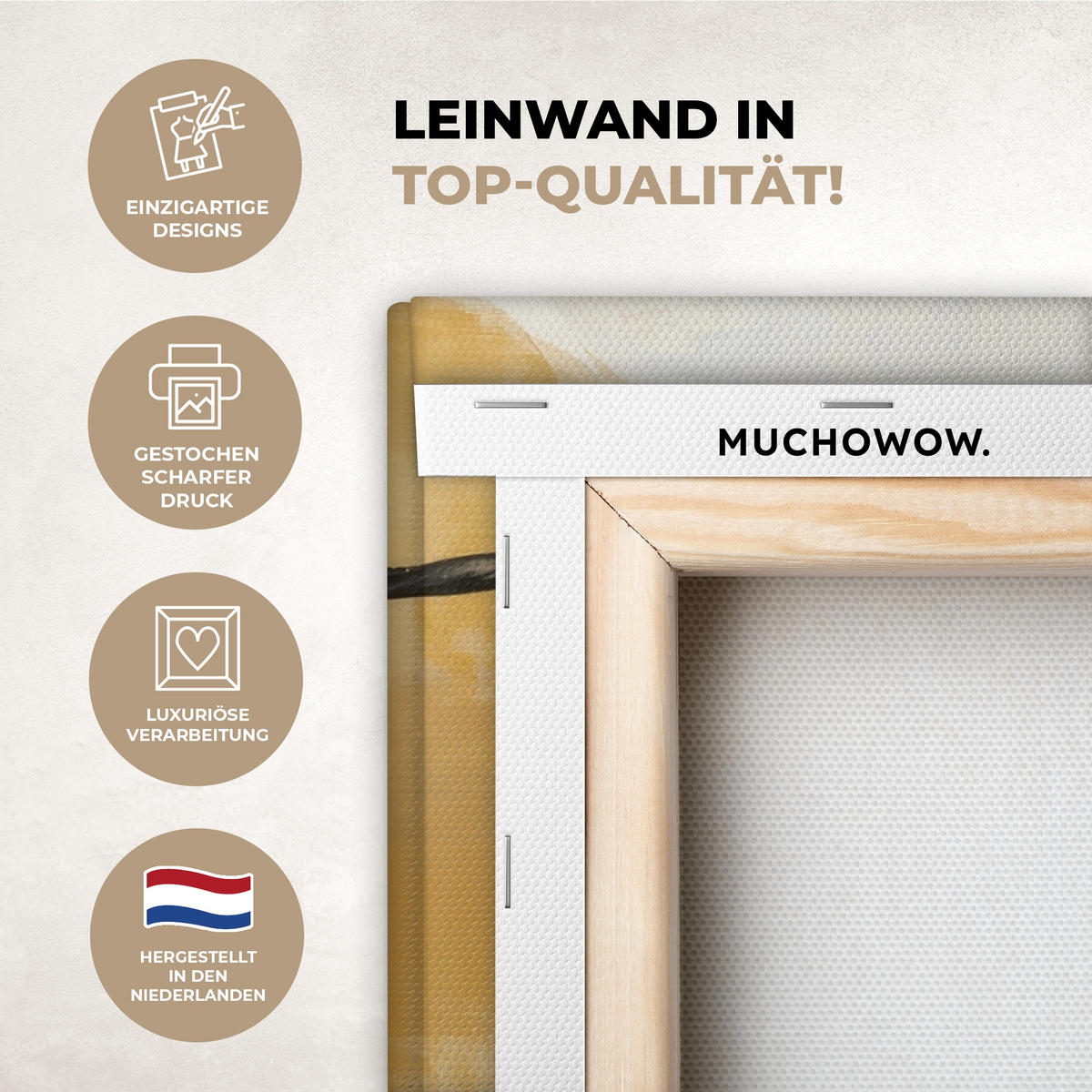 LEINWANDBILD Farbe - Abstrakt - Farben Wandbilder 80x60 cm - Currygelb, Textil (80/60cm) - MuchoWow