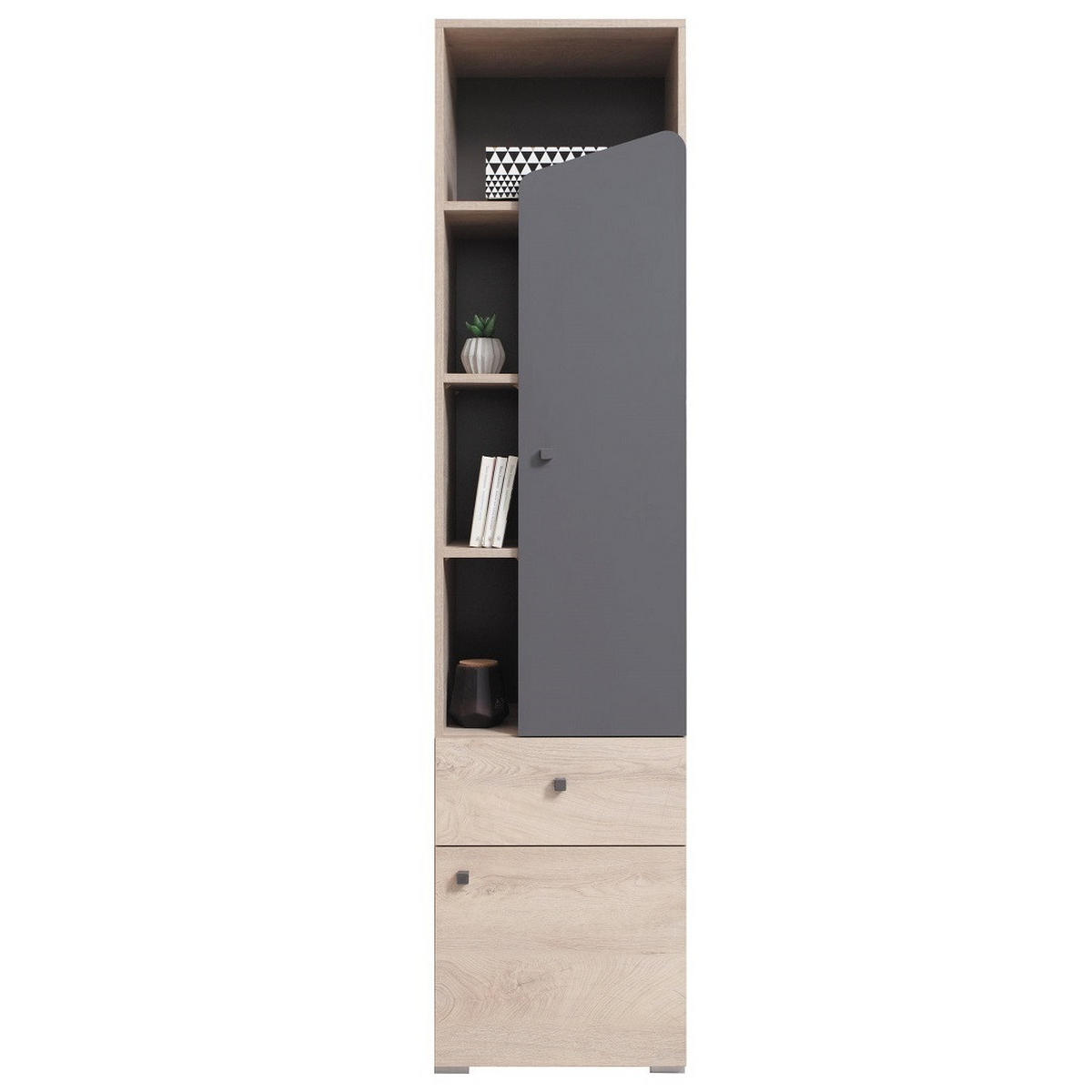 JUGENDZIMMER Davis Set A 5-teilig - Eiche / Anthrazit - Eichefarben/Anthrazit, Holzwerkstoff (80/190/50cm) - QMM TraumMöbel