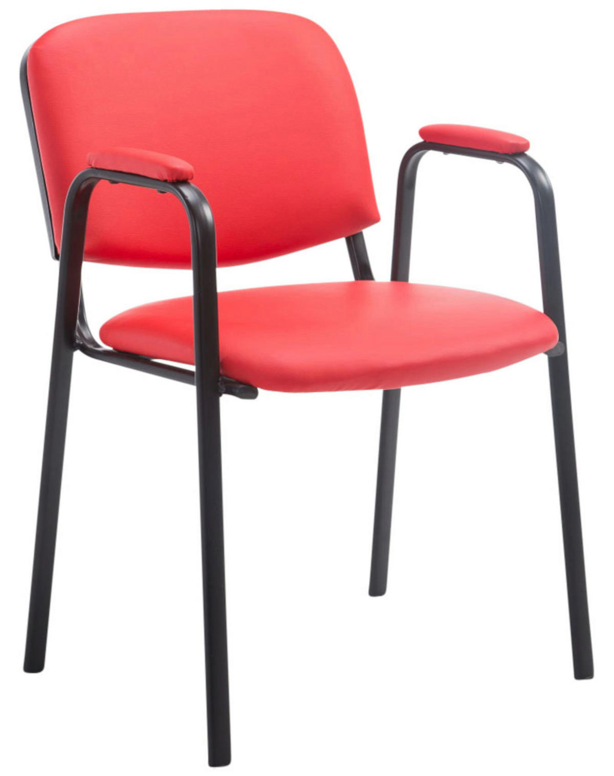 BESUCHERSTUHL 4er Set Lederlook rot - Rot, Textil/Metall (53/79/55cm) - CLP