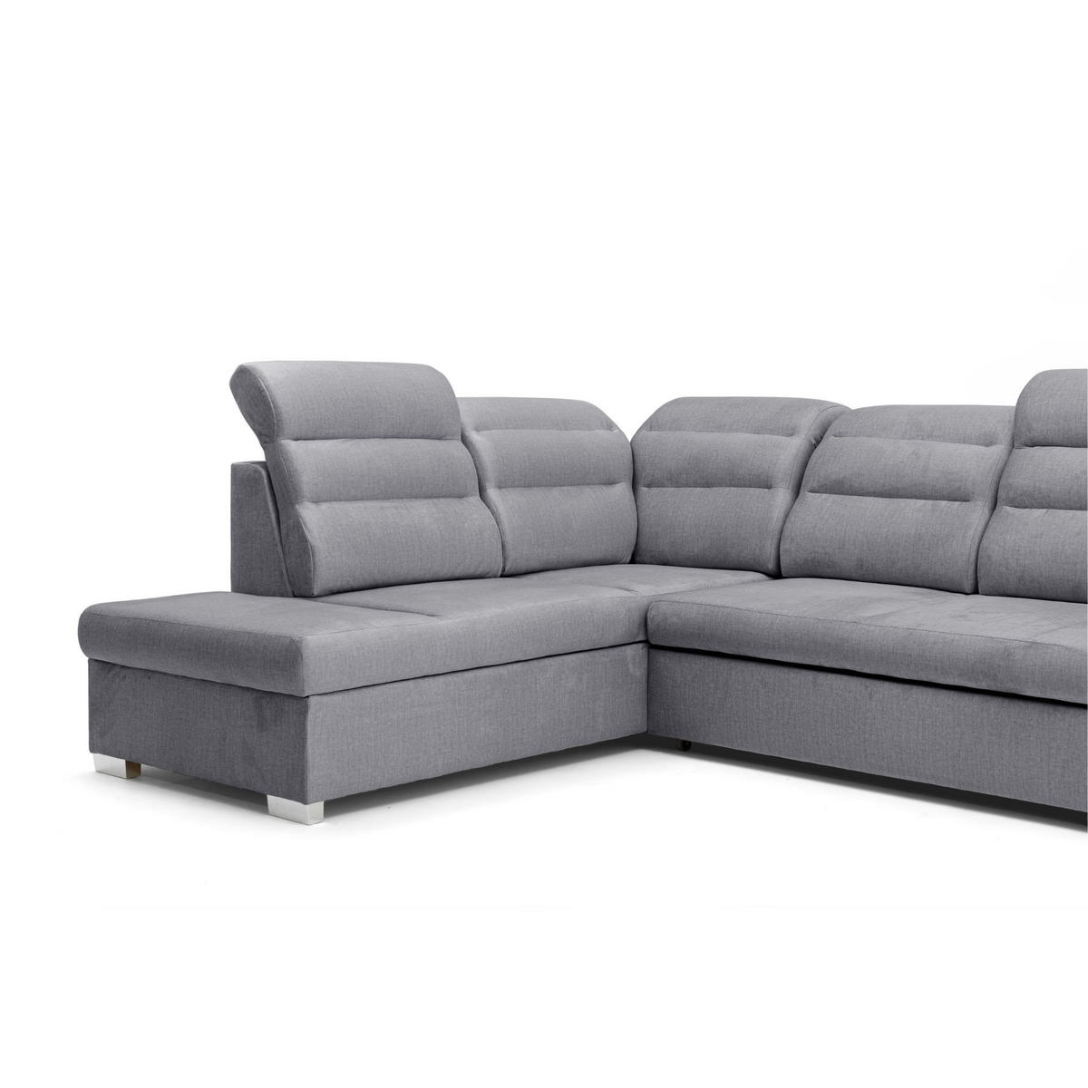 ECKSOFA U-Form CLOUD U Links mit Schlaffunktion 120x252 Velours Grau - Silberfarben/Grau, Holz/Kunststoff (320/103/202cm) - Muffo