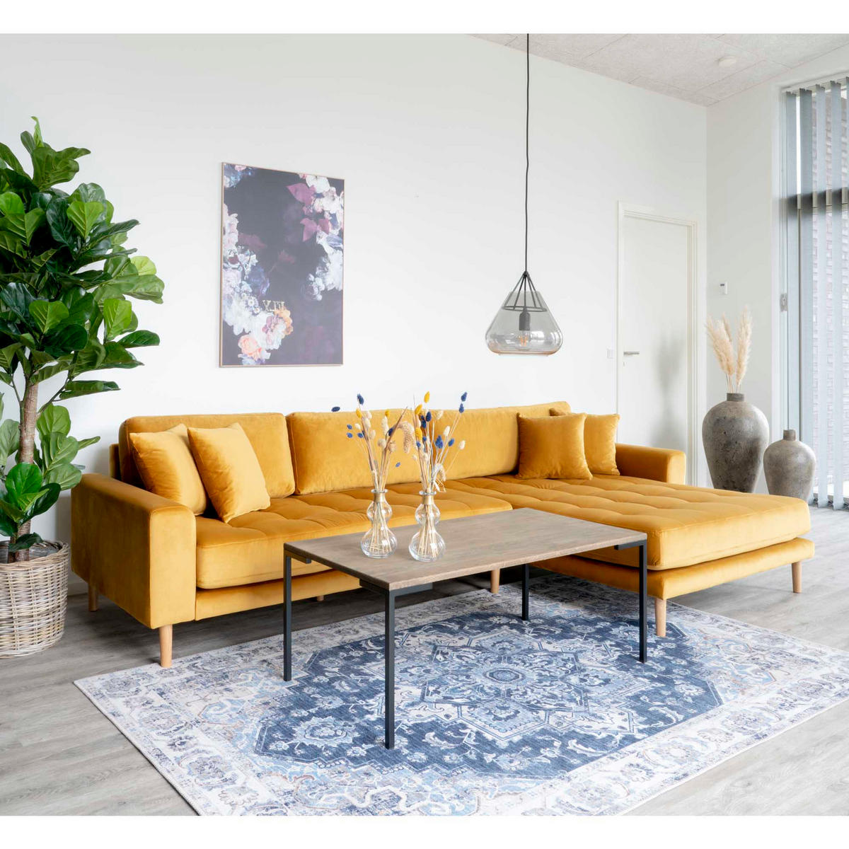 ECKSOFA Velours senfgelb - Gelb, Textil (290/170cm) - ebuy24