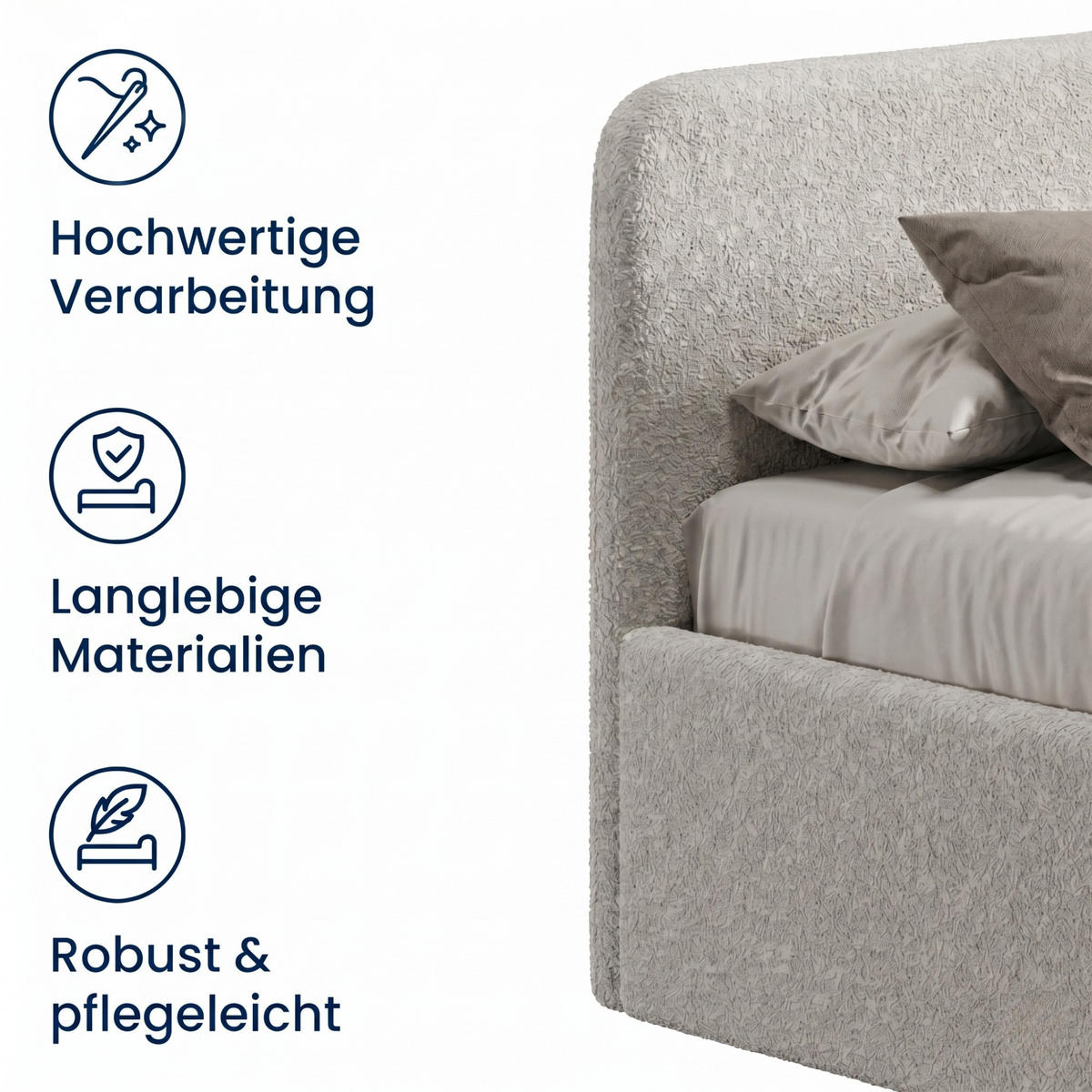 POLSTERBETT 100x200 cm Bouclé Silber - Silberfarben, Textil (100/200cm) - Home Collective