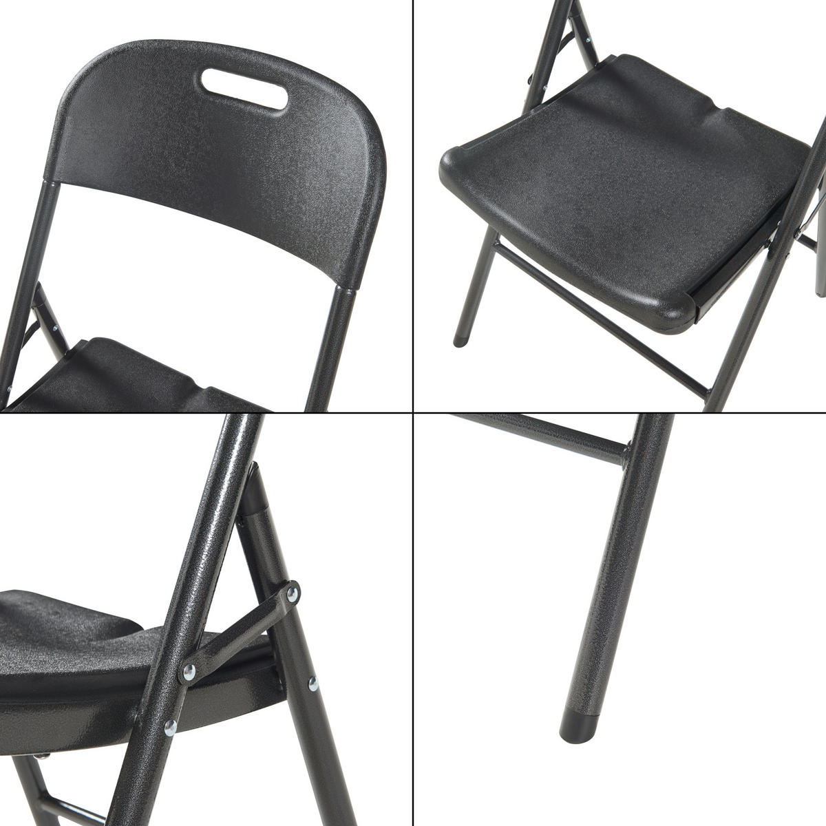 KLAPPSTUHL Ljusnarsberg - Schwarz, Kunststoff/Metall (46/87/53cm) - [en.casa]