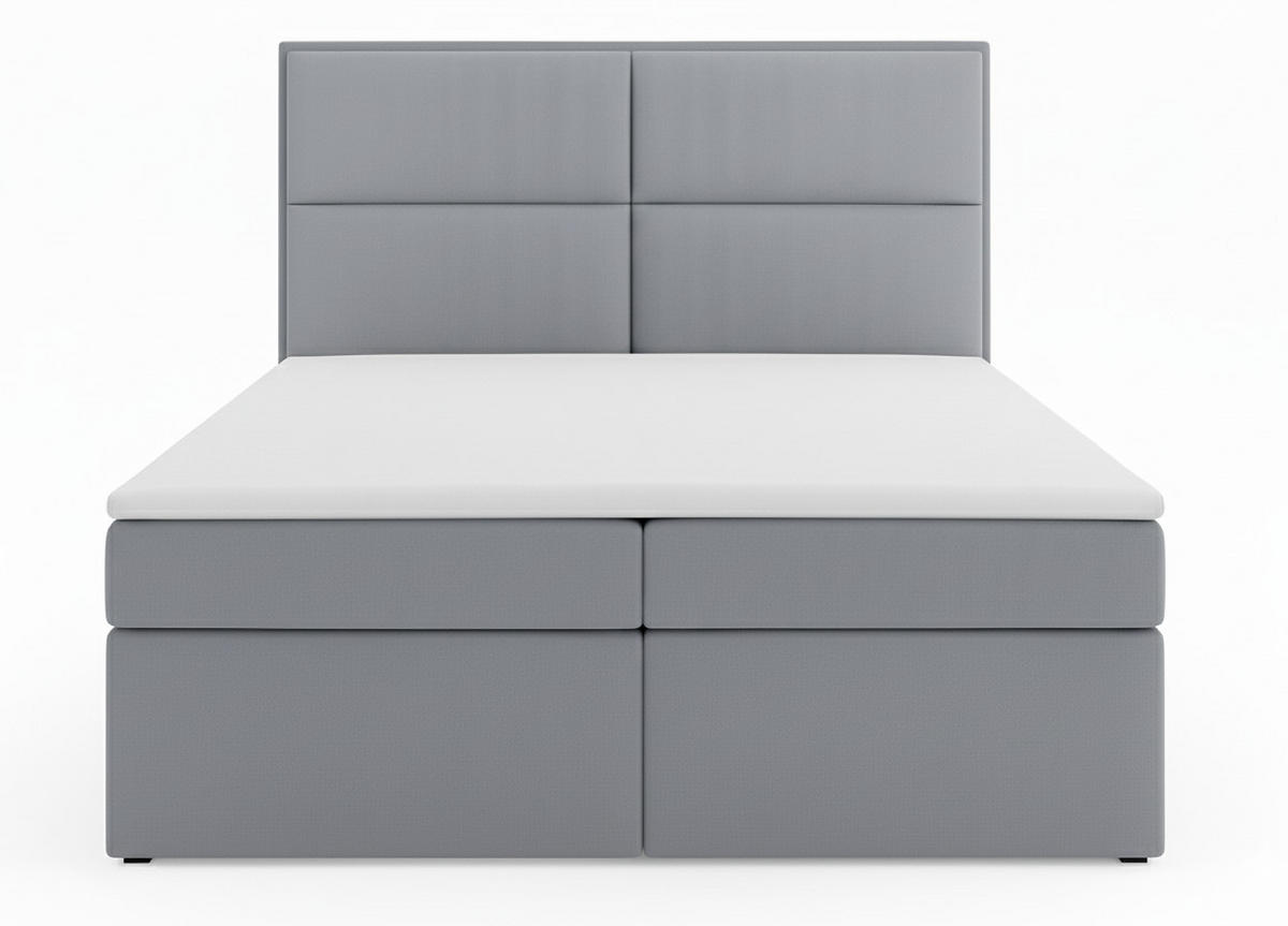 BOXSPRINGBETT AURORA mit Topper und Bettkasten, Silberfarben, 140x200 cm - Silberfarben, Textil (140/200cm) - KS Home Concept