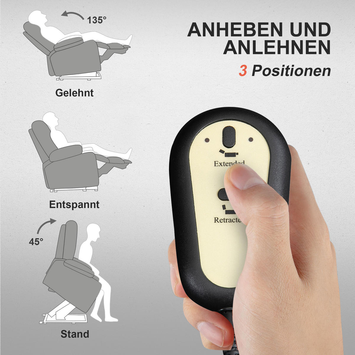 RELAXSESSEL Fernsehsessel Elektrisch Verstellbar Massagesessel mit Aufstehhilfe - Dunkelgrau, Textil (85/104/91cm) - HOMCOM