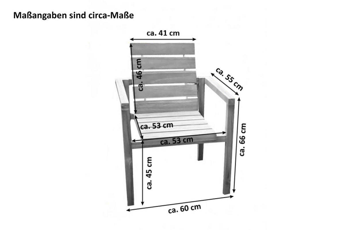 GARTENSTUHL FREETOWN - Beige, Holz (63/95/60cm) - SAM