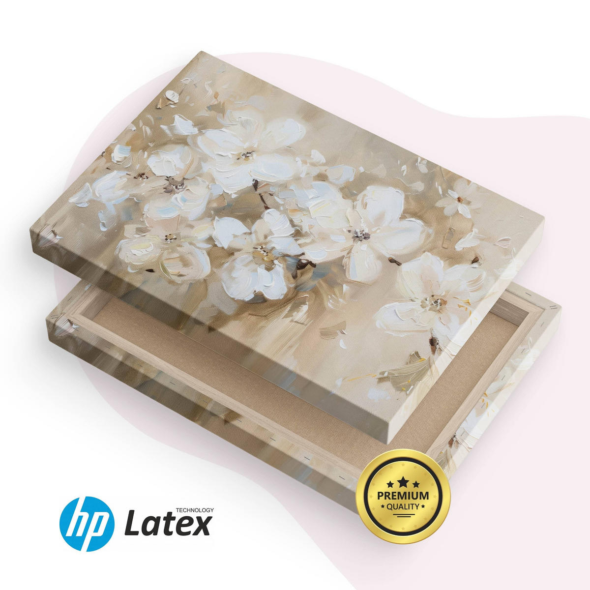 LEINWANDBILD Blumen Pflanzen Malarei 120x80 - Beige/Braun, Textil (120/80cm) - Muralo