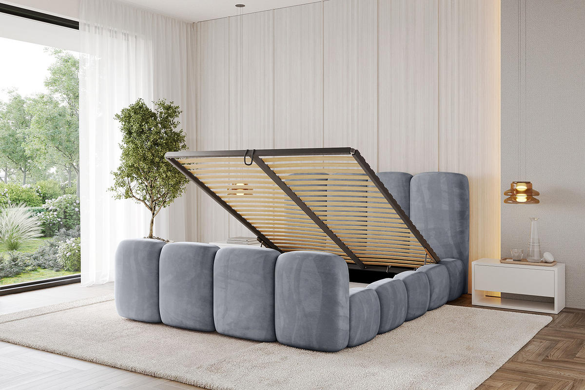 POLSTERBETT mit Bettkasten, Fußteil und Lattenrost, Boxbett ohne Matratze - KALA-Z 180x200 Grau - Grau, Holzwerkstoff/Textil (180/200cm) - ALTDECOR