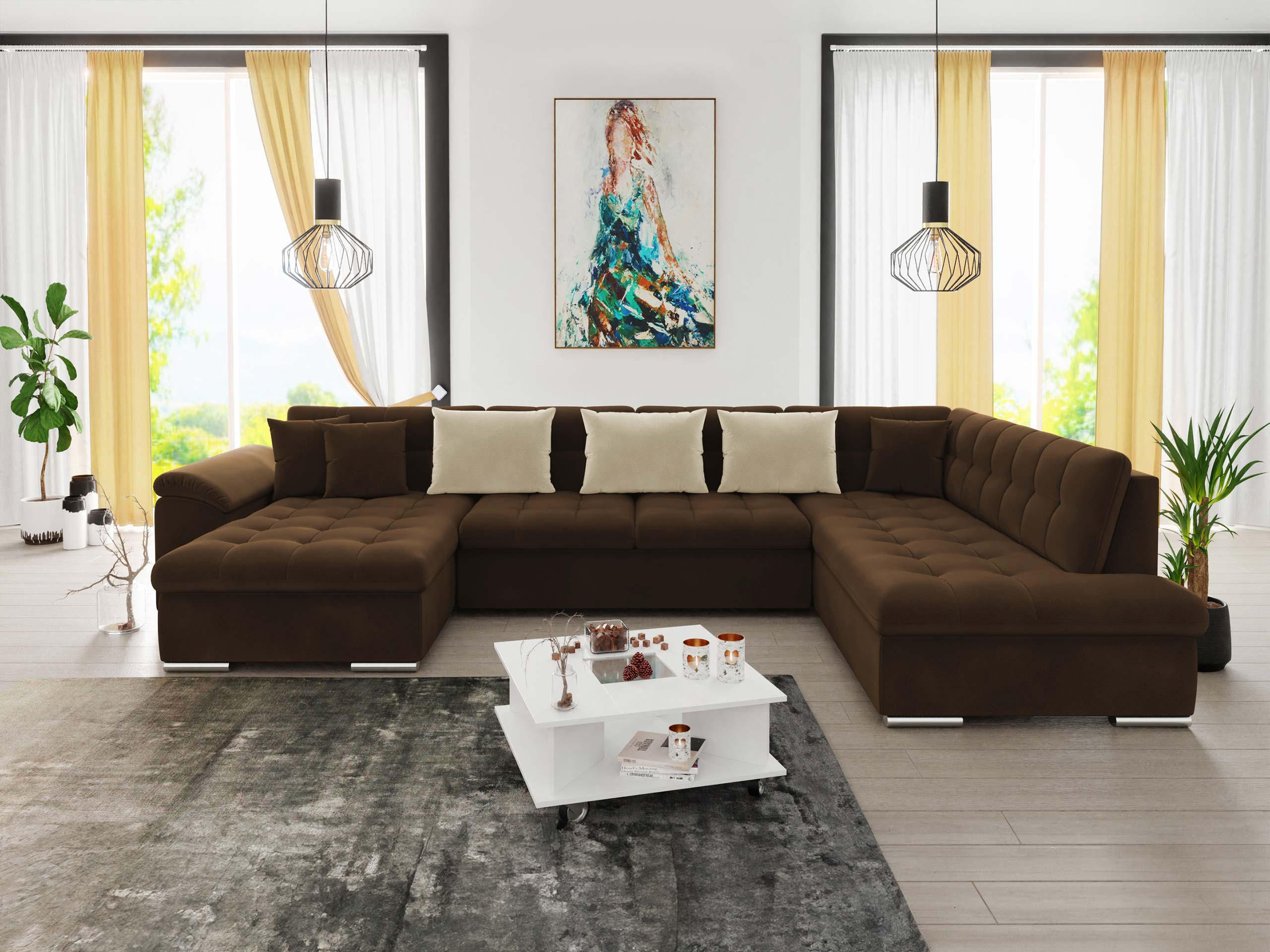 WOHNLANDSCHAFT Niko Bis, Seite: Links - Braun, Holz/Textil (348/76/205cm) - MIRJAN24